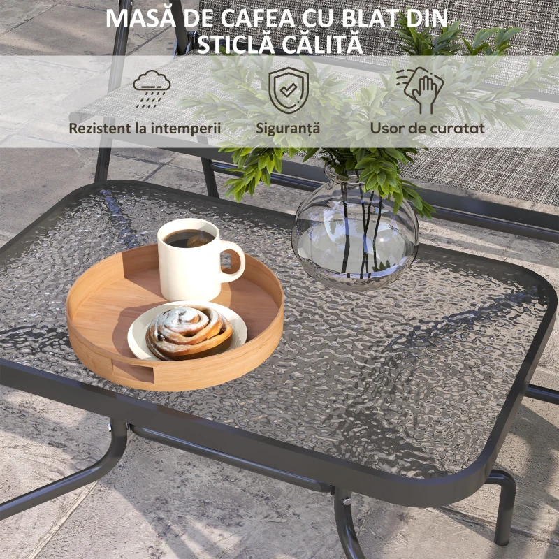 Outsunny Set de mobilier pentru exterior din 4 piese, Gri