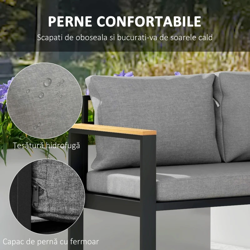Outsunny Set din 4 piese de mobilier pentru gradina cu canapea pe