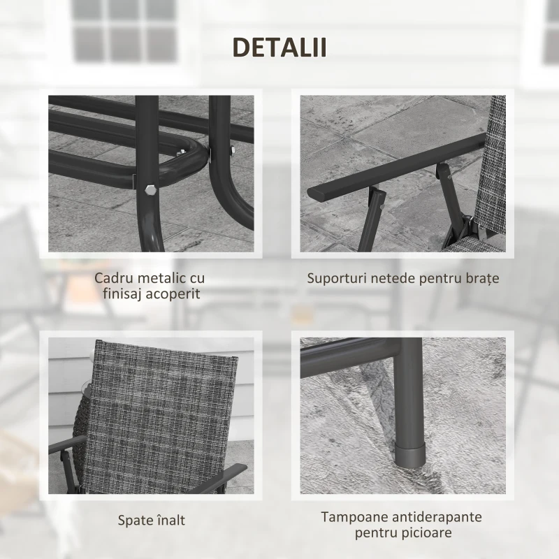 Outsunny Set de mobilier pentru exterior din 4 piese, Gri