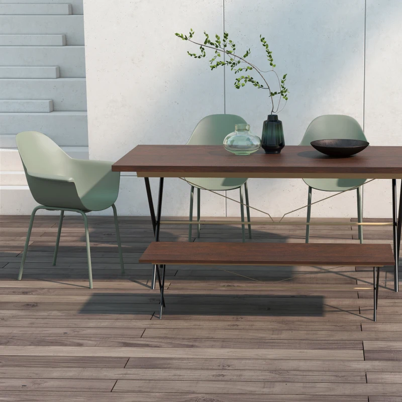 Outsunny Set 4 Scaune Gradina Stivuibile – Spatar inalt, Cotiera, Cadru Metal/PP