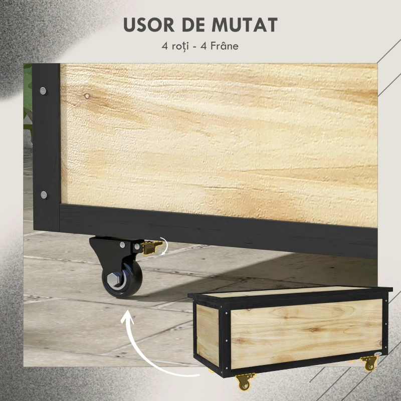 Outsunny Cutie de depozitare 121 de litri pentru exterior cu roti