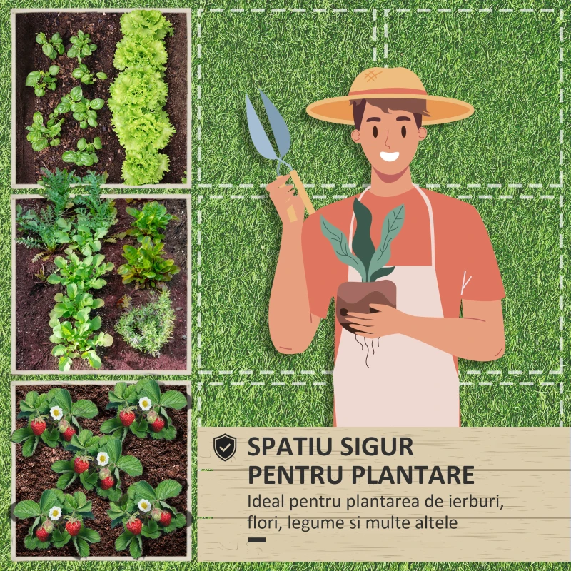 Outsunny 4' x 2' x 1' Pat de Gradina Galvanizat Inaltat, Cutie de Plantare din Metal Pat Inaltat pentru Legume, Flori, Plante si Plante Aromatice, Verde