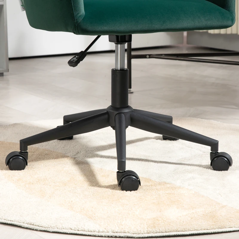 Vinsetto Krzesło biurowe, ergonomiczne, regulowane, obrotowe, aksamitne, do 120 kg, Zielony