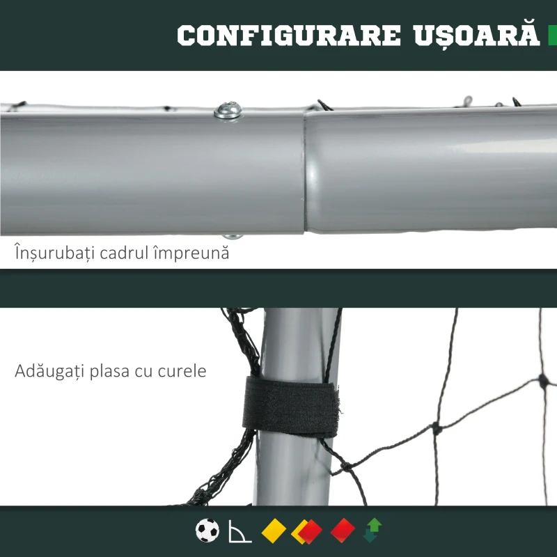SportNow Poarta Fotbal 6×2 ft – Gradina cu Montare Rapida