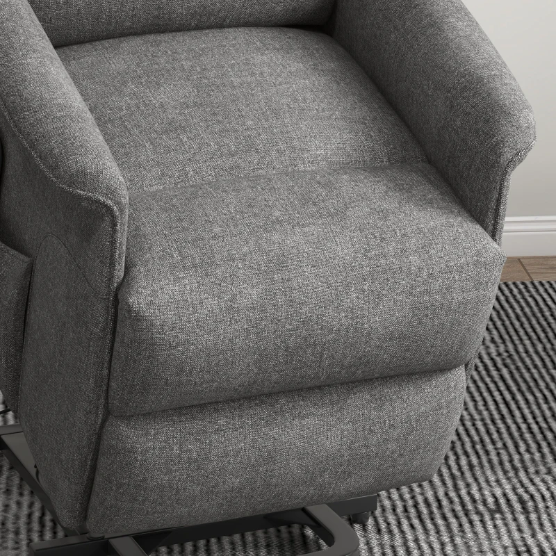 HOMCOM Relaxfauteuil met Elektrische Opstaanondersteuning, Verstelbare Rugleuning/Voetensteun, tot 120 kg, 66x90x96 cm, Grijs(m-9)