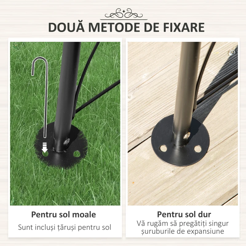 Outsunny Arc pentru Trandafiri si Plante Caţaratoare din Otel, Arc de Gradina ca Suport pentru Plante si Decoratiuni
