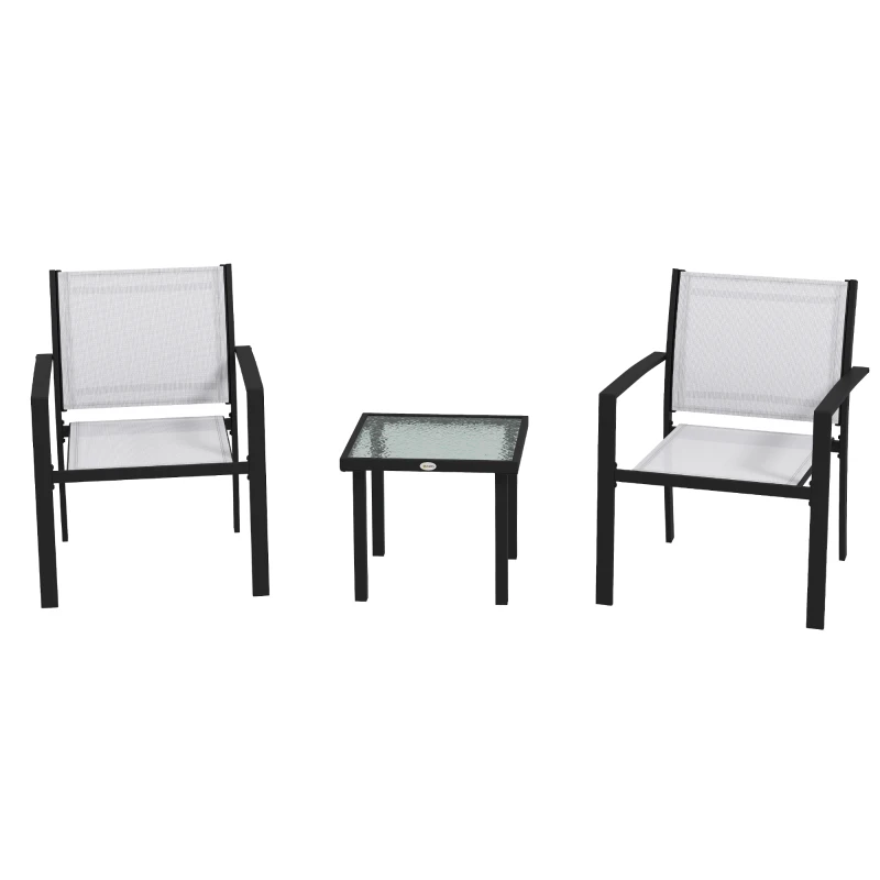 Outsunny Outsunnt Set de masa si scaune pentru gradina din 3 piese, Set bi