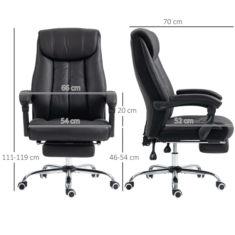 HOMCOM Scaun de Birou Rabatabil cu Suport pentru Picioare și Înălțime Reglabilă, 66x70x111-119 cm, Negru