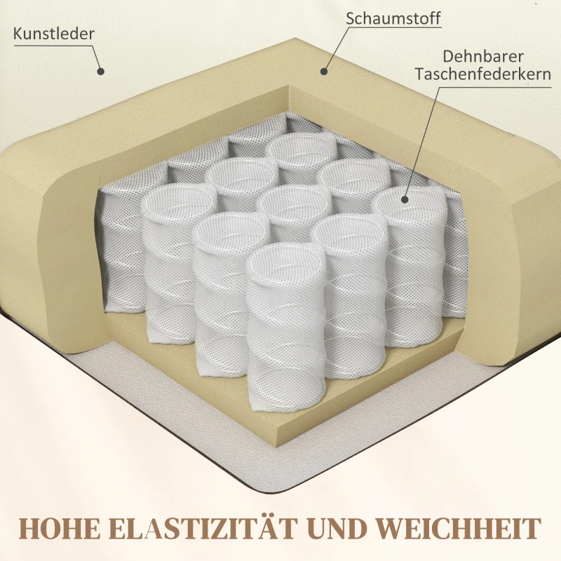 HOMCOM Relaxfauteuil met Massagefunctie, Kantelbare Rugleuning, Draaibaar, tot 150 kg, Kunstleer, Crèmewit