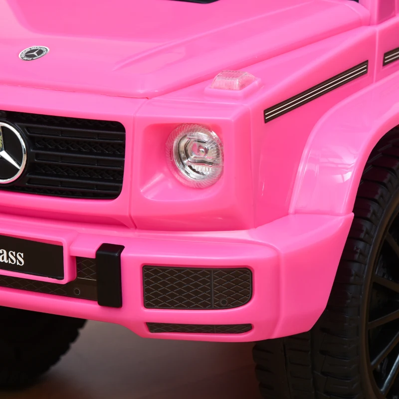 HOMCOM Carro Andador para Bebés com Licença Mercedes G350 com Compartimento de Arrumação e Volante Carga 25 kg 62,5x28,5x45 cm Rosa