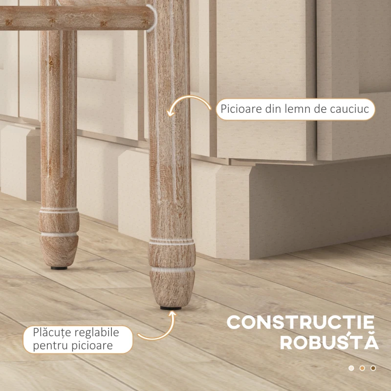 HOMCOM Set de 2 scaune de bar, Scaune inalte de bar in stil frant