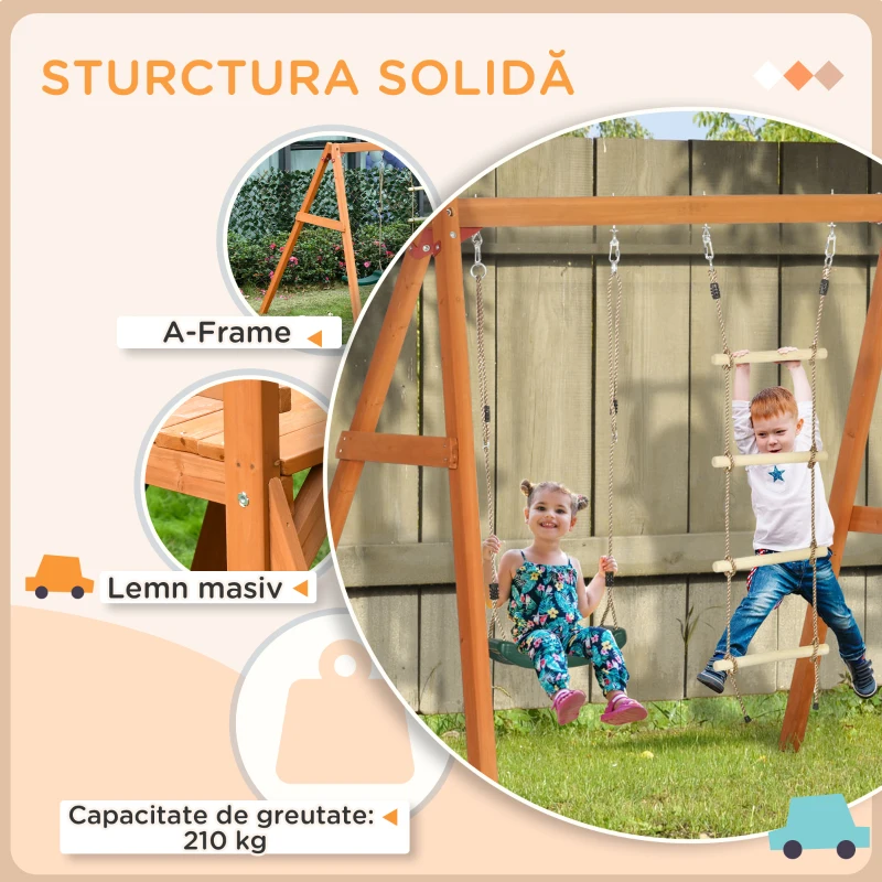 Outsunny Set 3 in 1 de leagan si tobogan, Set de leagan pentru co