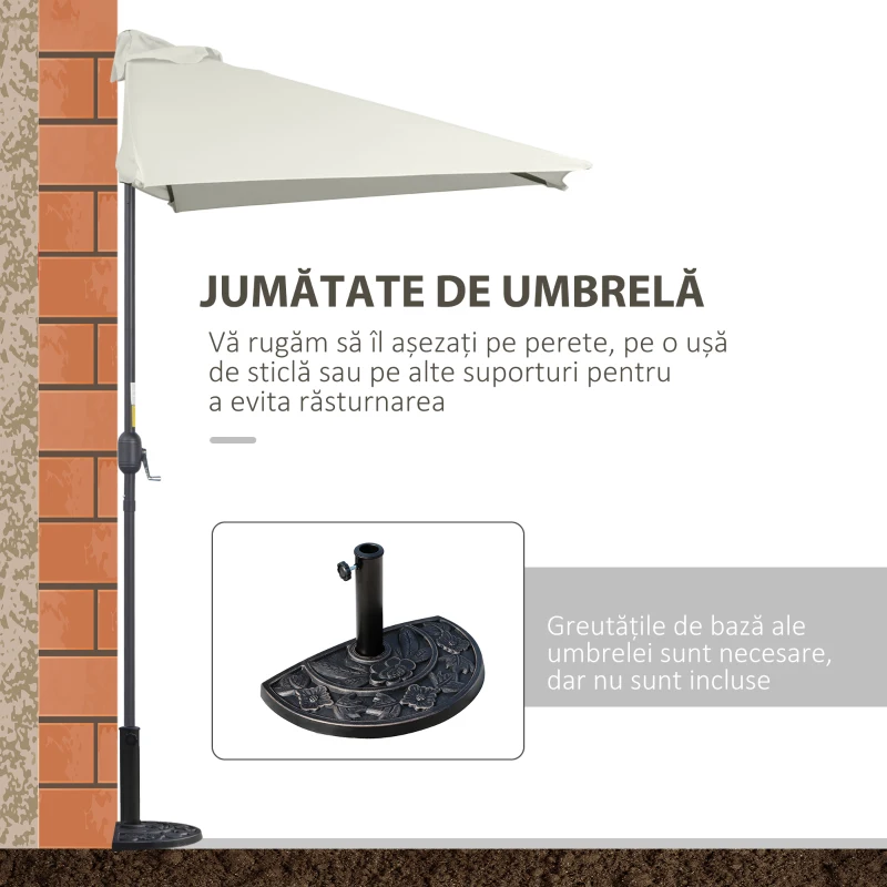 Outsunny Umbrela de Perete Semicirculara cu Deschidere