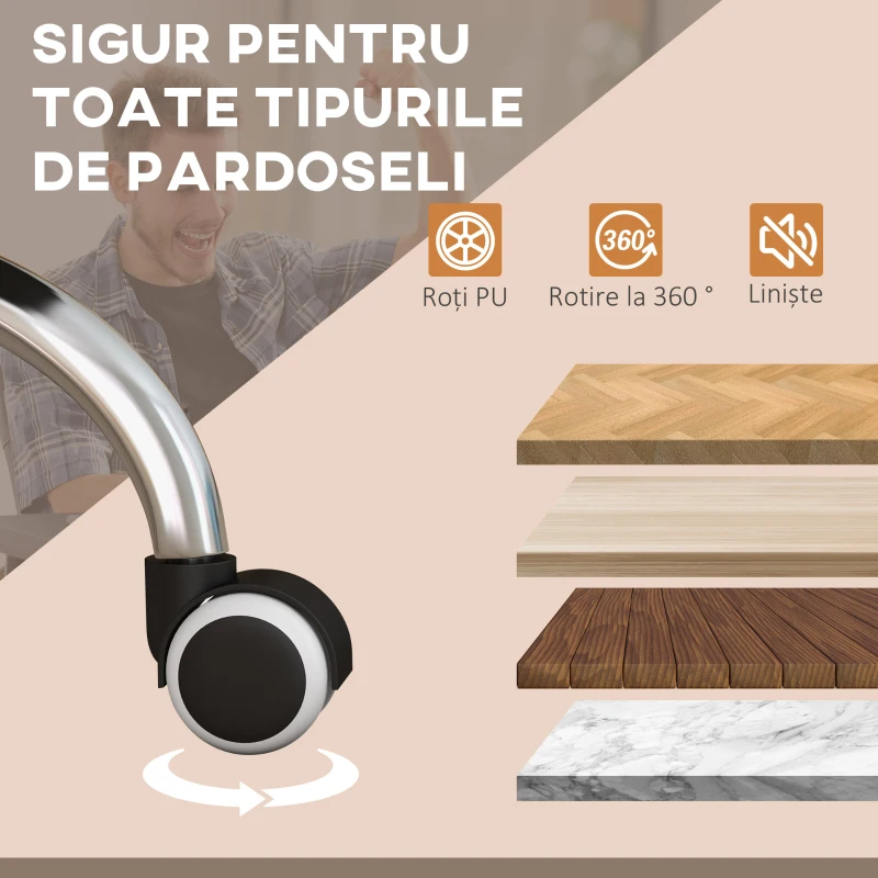 Vinsetto Scaun de Birou Masaj cu Vibratii Caldura Scaun de Calculator Suport pentru Picioare Cotiera Spatar Rabatabil Maro Deschis Pentru scoala computer mobila de studiu ergonomic pentru birou munca modern contemporan dormitor ergonomic cu masaj(m-8)