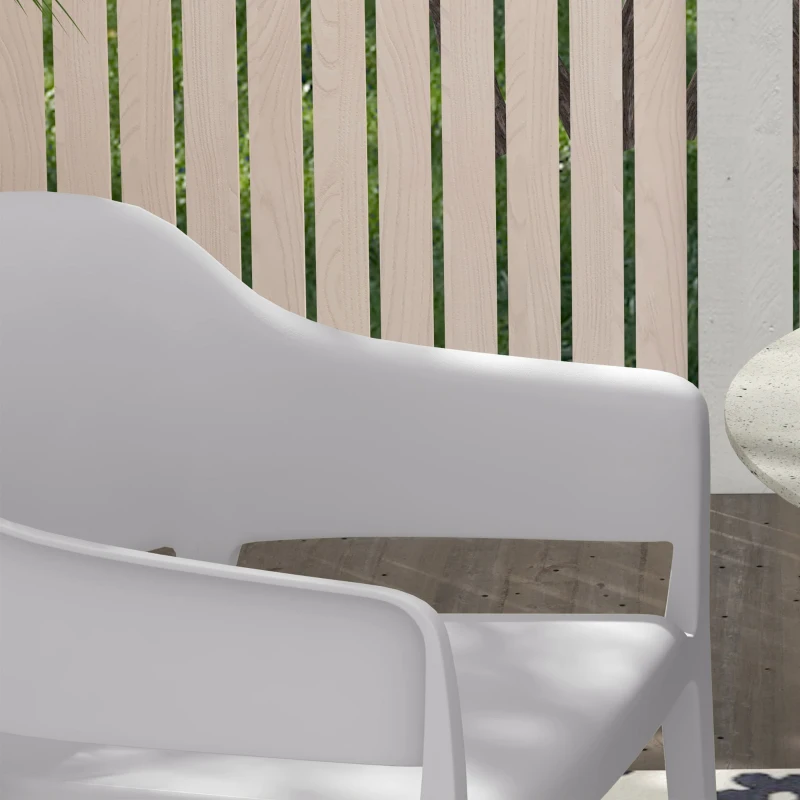Outsunny Set 4 Scaune Gradina PP Exterior – Spatar inalt & Cotiera, Stivuibile