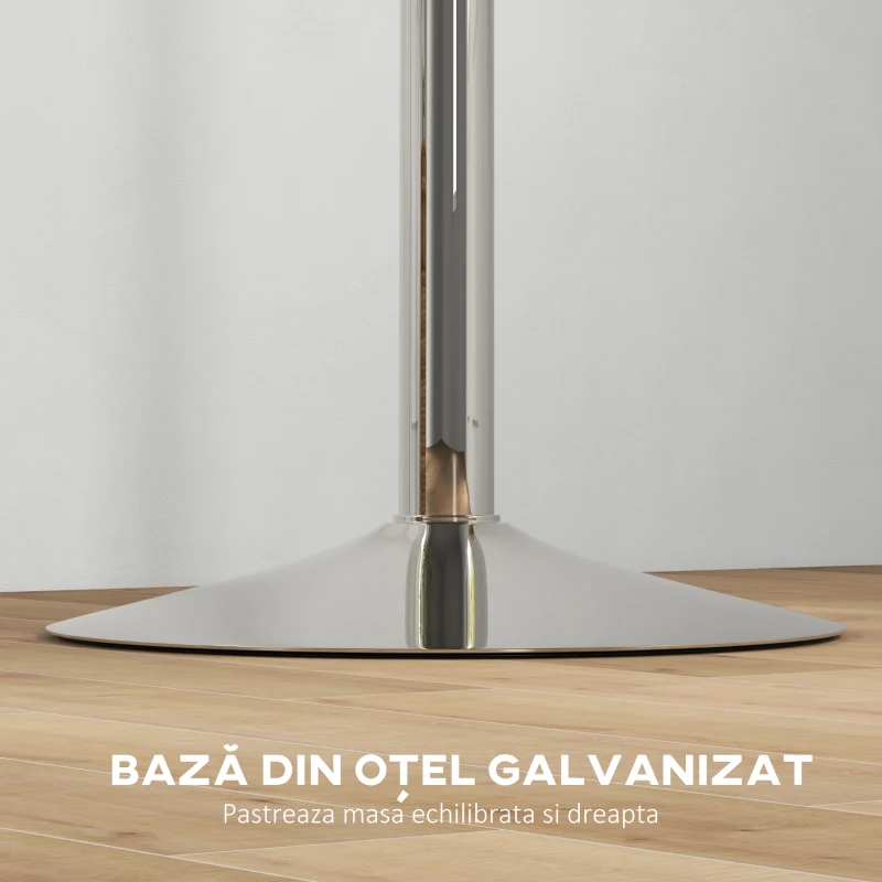 HOMCOM Masa reglabila pentru bar cu blat pivotant 360°, Nuc