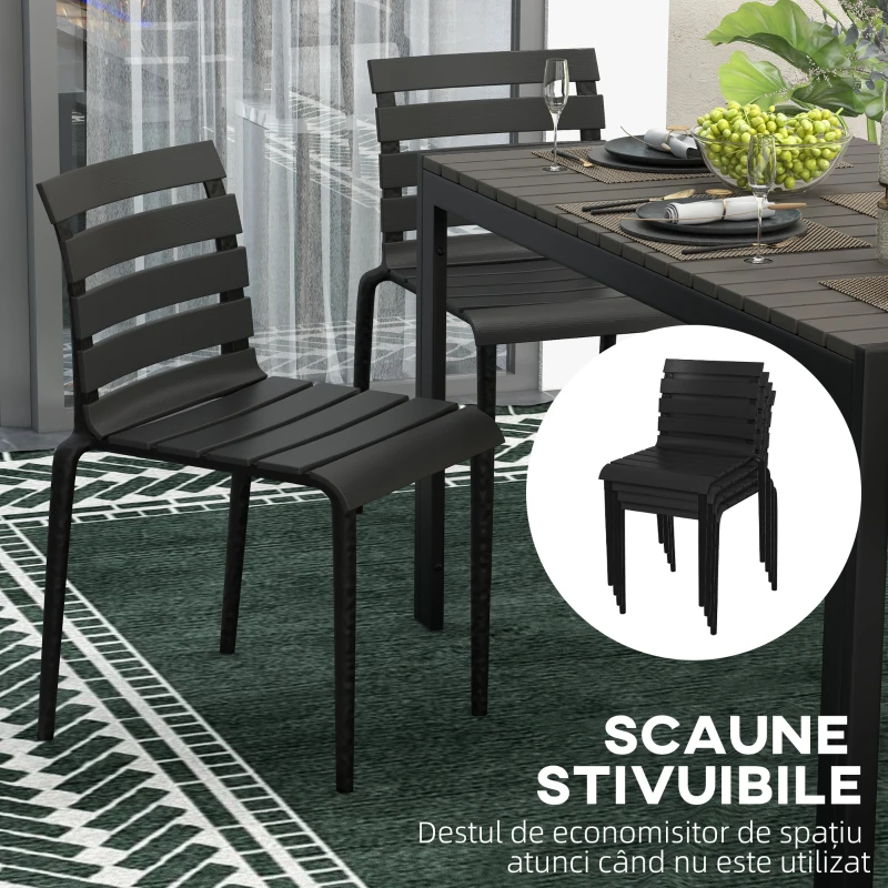 Outsunny Set de servit masa pentru gradina din 5 piese, Negru