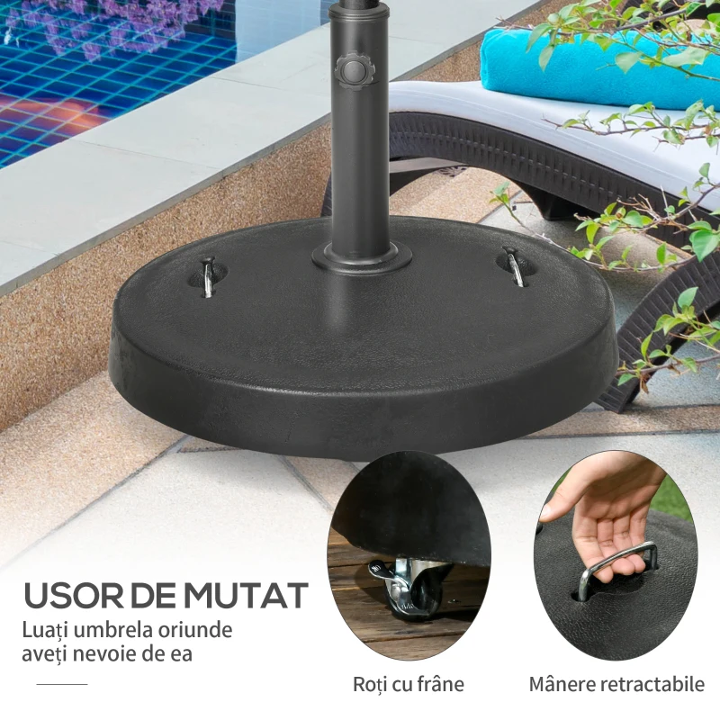 Outsunny Baza pentru Umbrela de 23.5kg con 2 Manivele si Roti