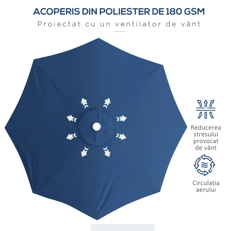 Outsunny Umbrela de soare pentru exterior, Albastru inchis