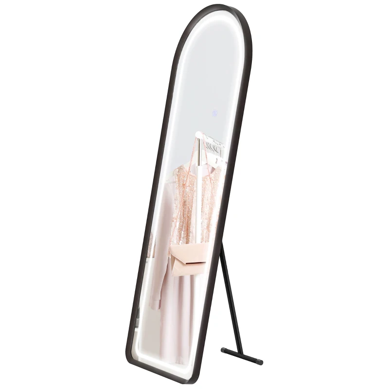 HOMCOM Oglinda mare arcuita cu lumini LED, cu 3 culori de lumina