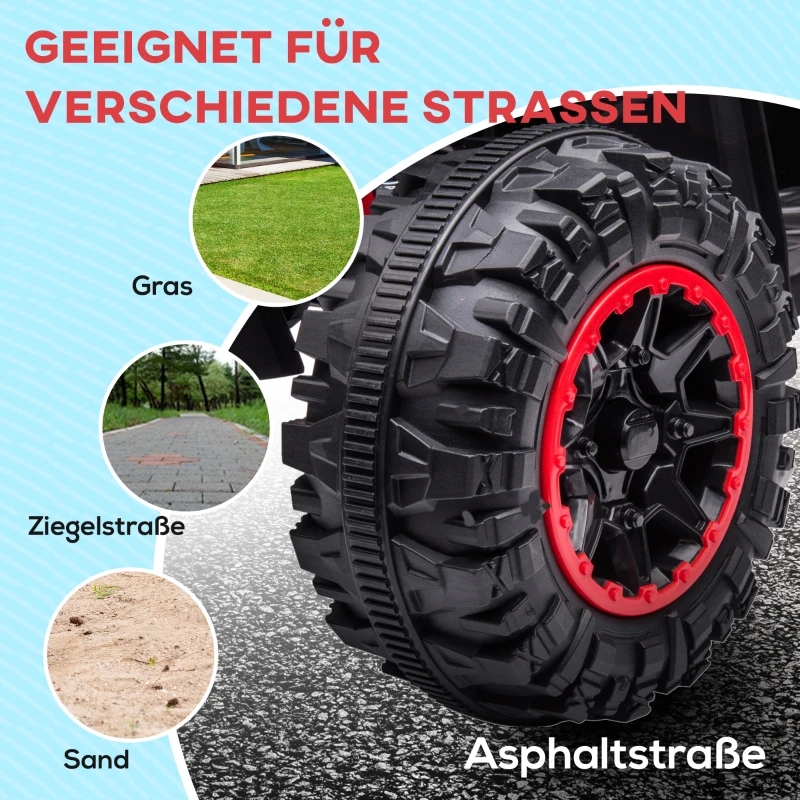 HOMCOM Elektro-Kinderquad, LED-Scheinwerfer, MP3-Player, Stoßdämpfer, ergonomischer Sitz, Rot+Schwarz(m-8)