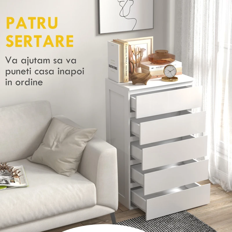 Homcom Comoda Dormitor – Organizator 5 Sertare cu Glisiere(m-5)