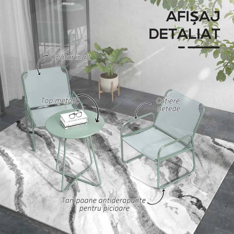 Outsunny Set bistro pentru exterior din 3 piese, Verde