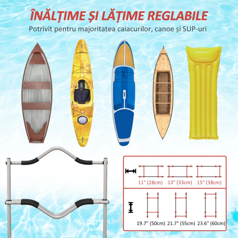 SPORTNOW Carucior de caiac, cu inaltime si latime reglabile