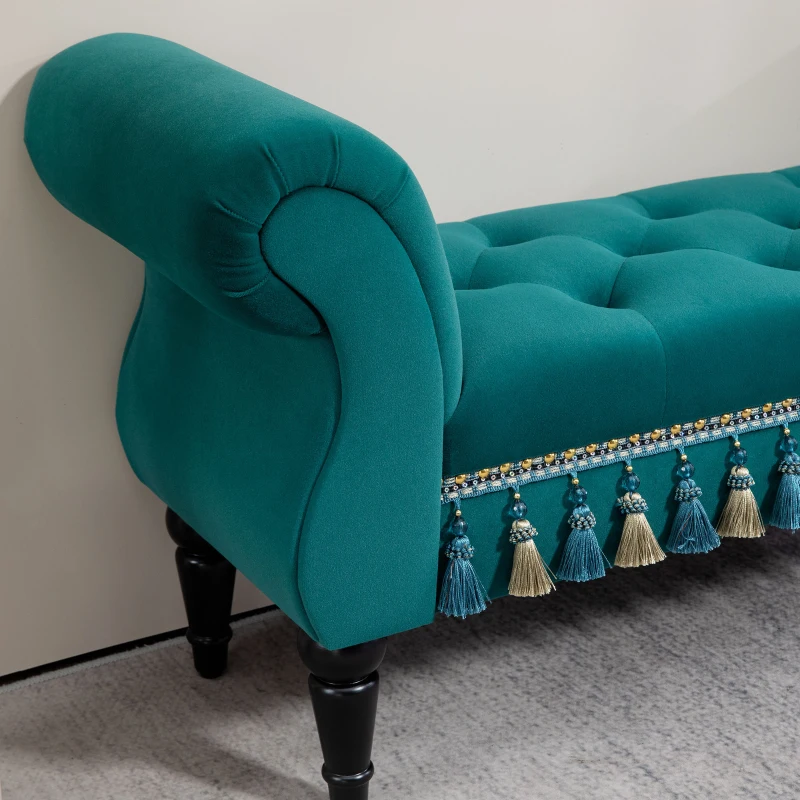 HOMCOM Gestoffeerde Bank, Zitbank, Vintage Ontwerp, tot 150 kg, 117x40x58 cm, Groen(m-9)