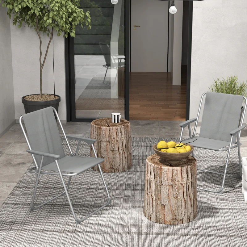 Outsunny Set de 2 scaune pliabile pentru terasa, camping, Gri