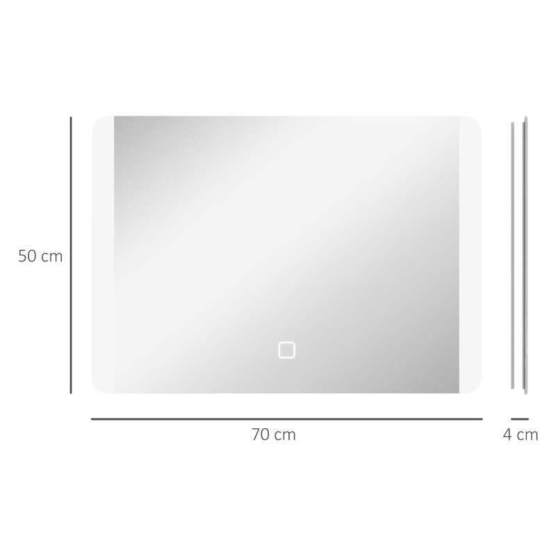 kleankin Oglinda pentru baie cu lumini LED, 70 x 50 cm