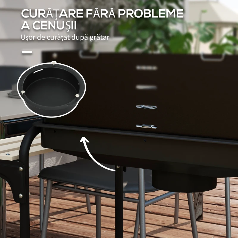 Outsunny Gratar Barbecue cu Carbune cu Inaltime Reglabila