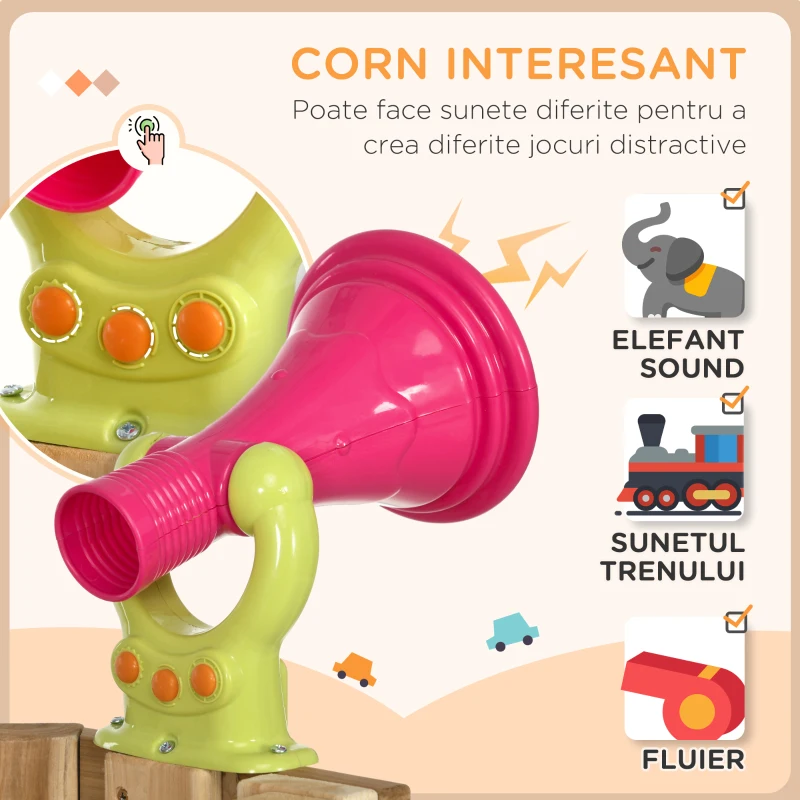 Outsunny Set Tobogan pentru Copii cu Leagăn de Grădină, Volan și Corn Sonor, 170x200x118 cm, Roșu