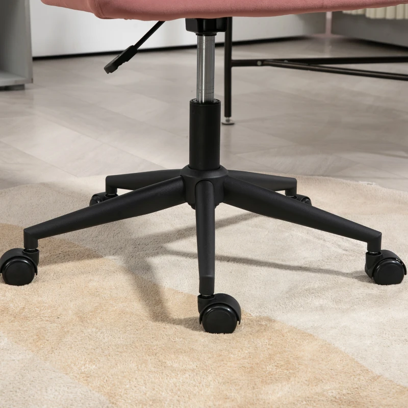 Vinsetto Fotel biurowy ergonomiczny, regulowany, obrotowy, welurowy do 120 kg, różowy