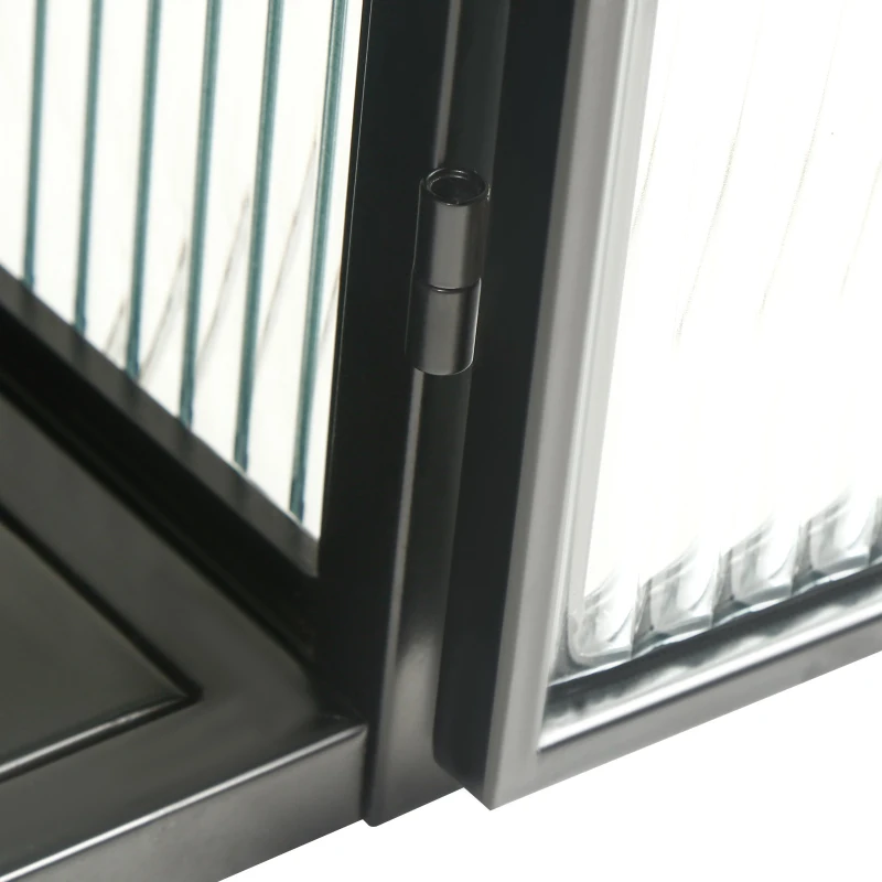 Placard Moderne à Deux Portes avec Vitrine et Étagères à Trois Niveaux pour Entrée, Salon, Salle de Bain et Salle à Manger, Noir