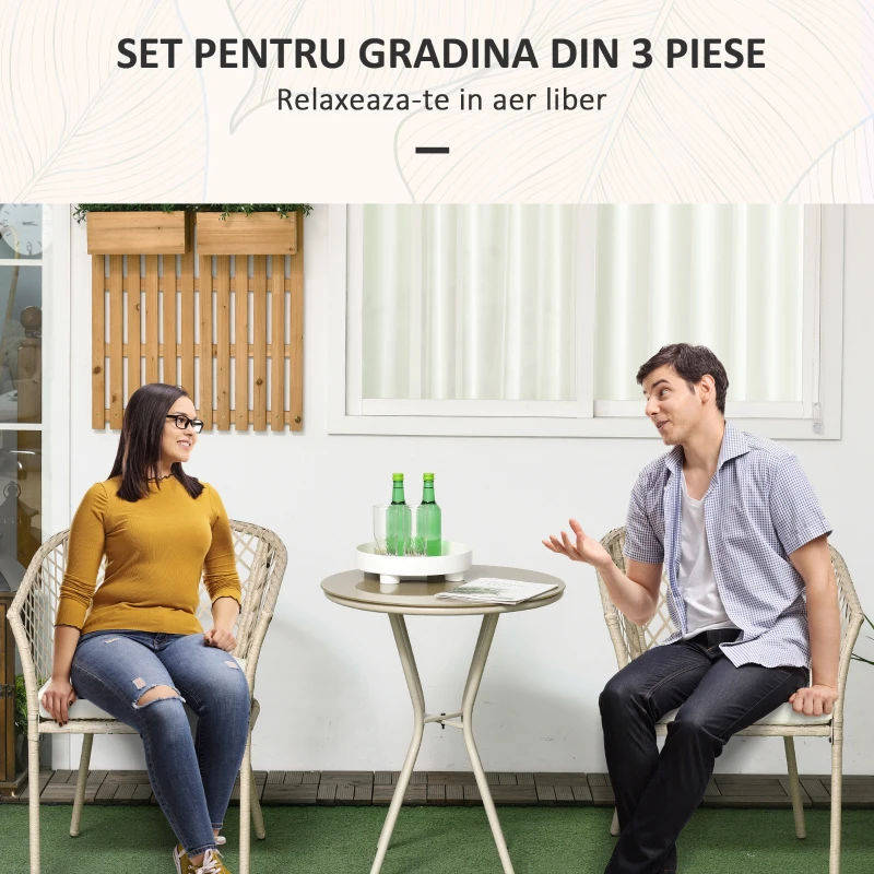 Outsunny Set de Mobilier de Gradina din 3 piese din Ratan