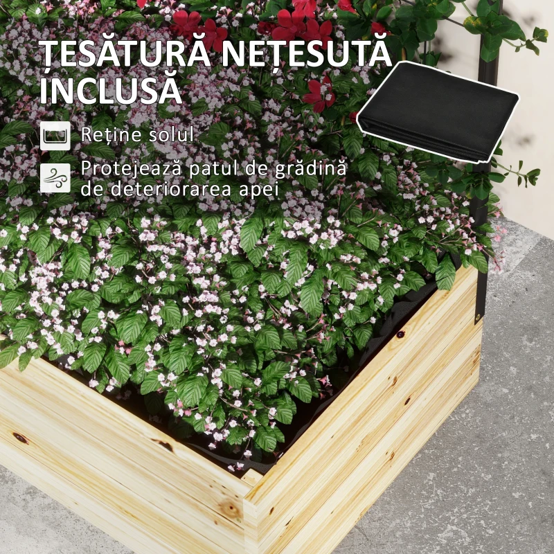 Outsunny Jardiniera tip grilaj din lemn, pentru a cultiva ierburi si flori, pentru gradina, terasa, veranda