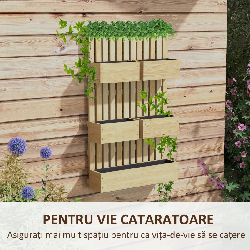 Outsunny Ghiveci inaltat de gradina cu grilaj pentru vita de vie,