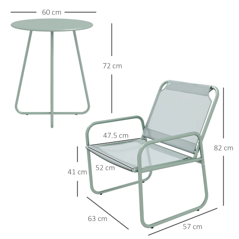 Outsunny Set bistro pentru exterior din 3 piese, Verde