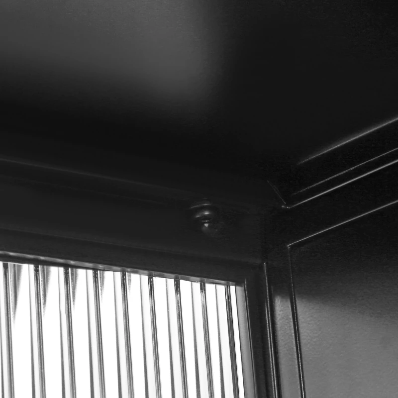 Placard Moderne à Deux Portes avec Vitrine et Étagères à Trois Niveaux pour Entrée, Salon, Salle de Bain et Salle à Manger, Noir