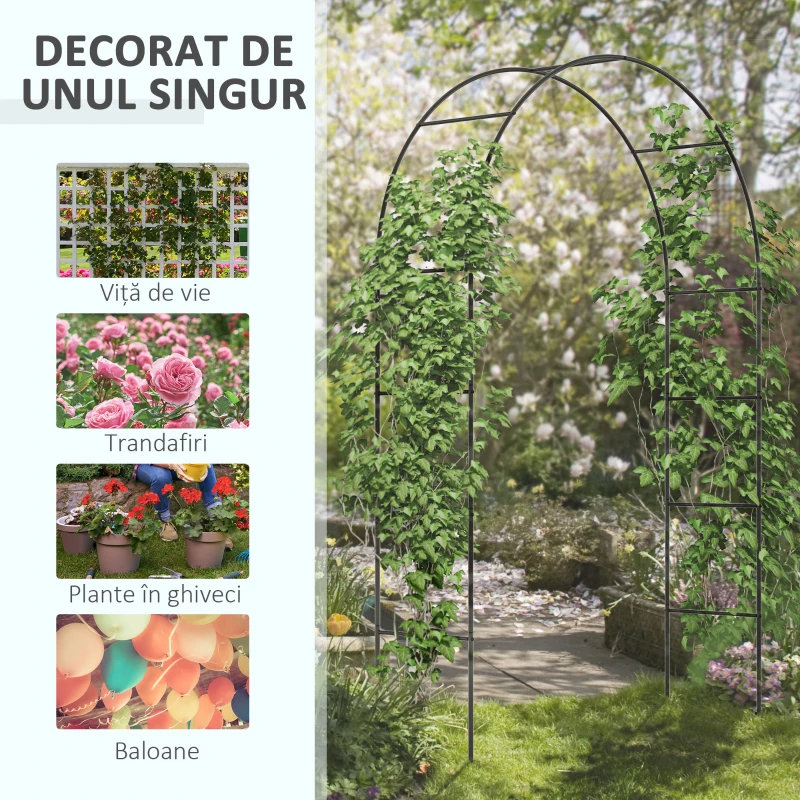 Outsunny Arc pentru Trandafiri Cataratori din Metal