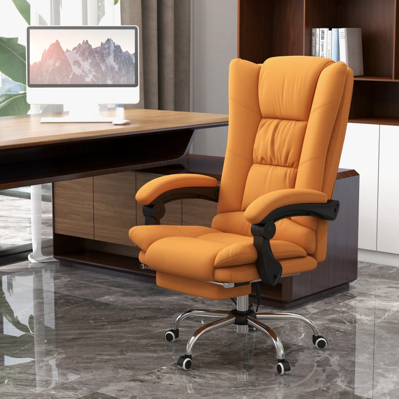 Vinsetto Scaun de Birou Masaj cu Vibratii Caldura Scaun de Calculator Suport pentru Picioare Cotiera Spatar Rabatabil Maro Deschis Pentru scoala computer mobila de studiu ergonomic pentru birou munca modern contemporan dormitor ergonomic cu masaj(m-2)