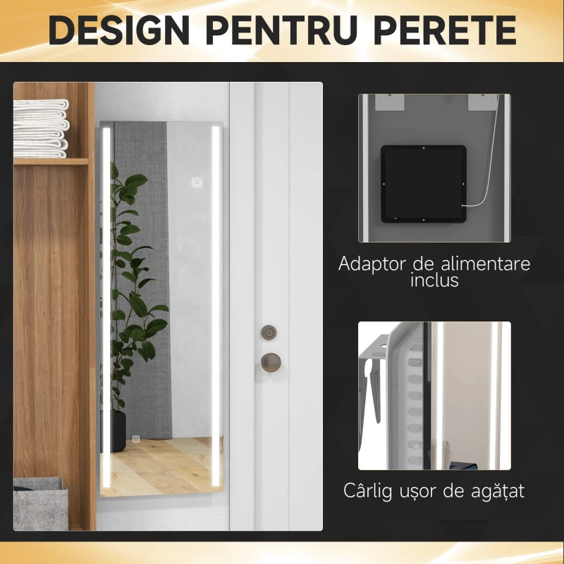 HOMCOM Oglinda cu lumina LED, 120 x 140 cm de perete cu 2 culori
