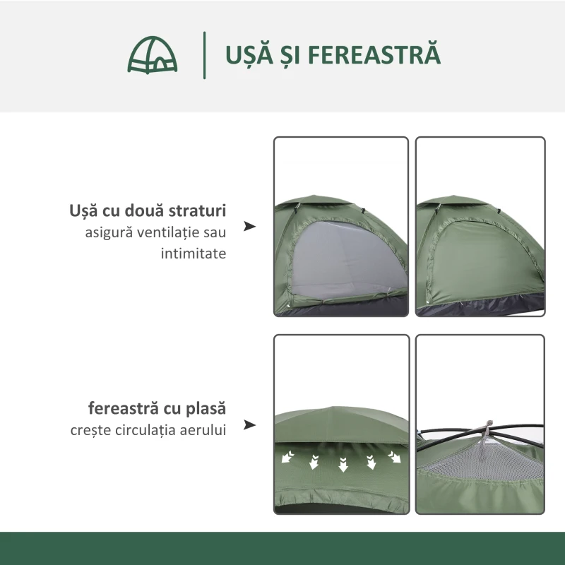 Outsunny Cort pentru Camping 2 Locuri, Cort in Forma de Iglu