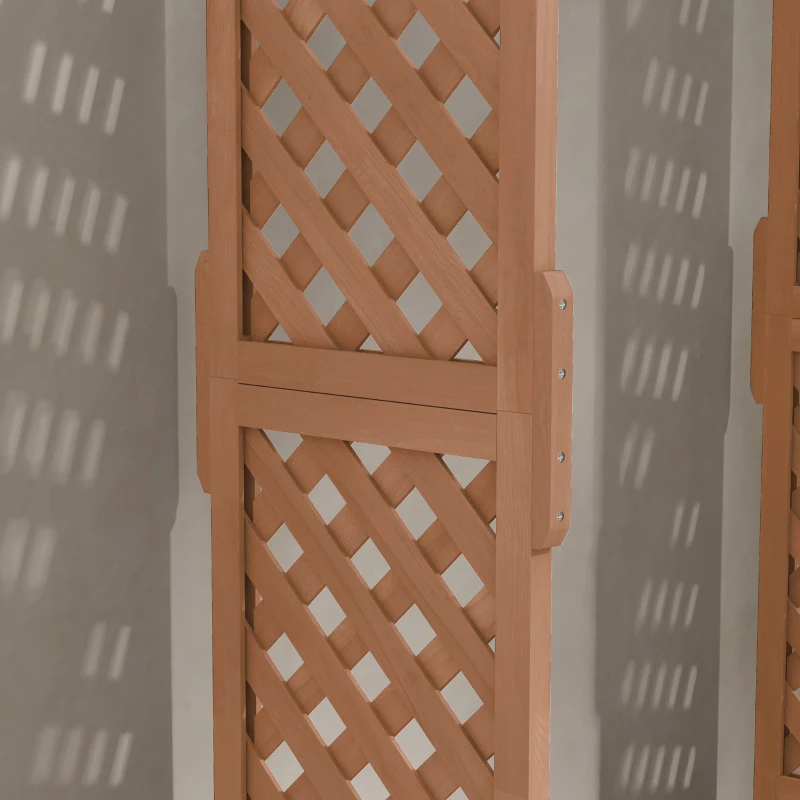 Outsunny Strat de Grădină Înălțat cu Grilaj și Acoperiș, Jardinieră din Lemn pentru Plante Cățărătoare, 112x41x180 cm, Maro