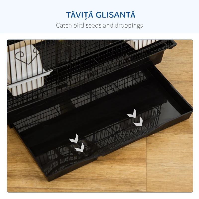PawHut Colivie pentru Pasari cu Scarita, 46x36x100 cm, Neagra