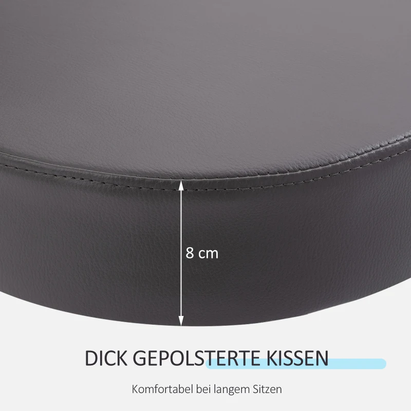HOMCOM Salonkruk, verstelbaar, ergonomisch, 360° draaibaar, 5 wielen, kunstlederen bekleding, Grijs