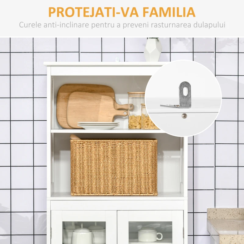 HOMCOM Dulap Camara cu Usi din Sticla – MDF Modern(m-7)