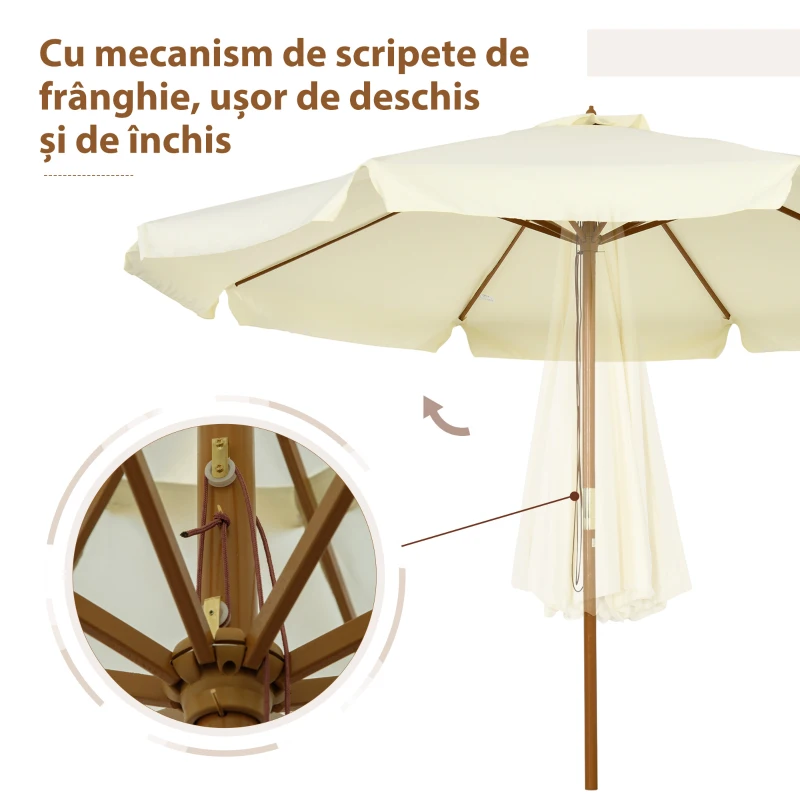 Outsunny Umbrela de Gradina cu Inaltimea Reglabila cu Baldachin