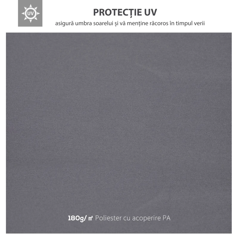 Outsunny Copertina de Rezerva de 3x3m pentru Foisor, 2 Niveluri Superioare de Protectie UV pentru Foisor in Aer Liber de 300 x 300 cm Gri Inchis (DOAR PARTEA SUPERIOARA)